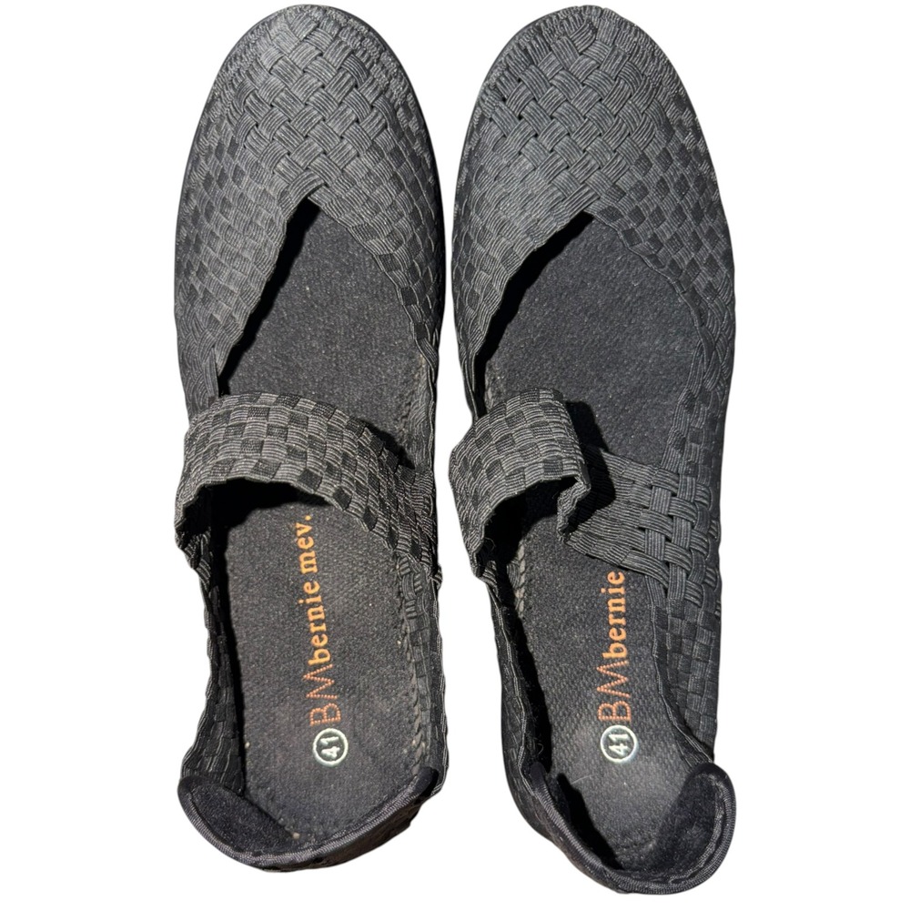 Bernie Mev Black Woven Mary Jane Wedge Comfort Shoes EU 41 US 10 Elastic
